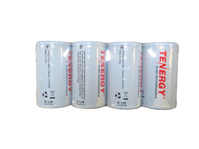 Tenergy 4 PCS D size 10000mAh High Capacity NiMH Rechargeable Batteries Flat Top