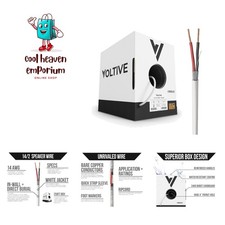 14/2 Speaker Wire - 14 AWG/Gauge 2 Conductor - Listed in Wall CL2/CL3 and Ou...