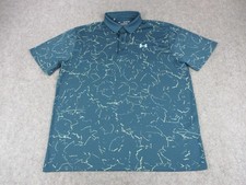 Under Armour Polo Shirt Mens XL Blue Playoff Graphic Golf Performance Loose
