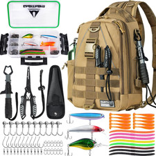Fishing Backpack Tackle Sling Bag-Backpack with Rod Holder- Lightweight Tackle B
