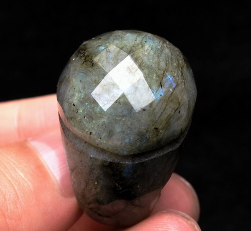 Anillo ajustable de cuarzo cristal claro azul labradorita natural de 19,6 g AAAA - Imagen 3 de 6