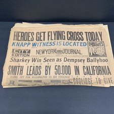 New York Journal & Tribune Newspapers Front Sections Only Lot of 2 - 1928