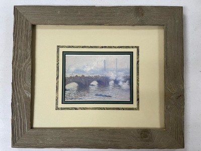 Impressionist Claude Monet Waterloo Bridge Reproduction Rustic Frame Appr. 17x14