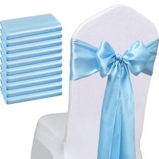 Satin Baby Blue Chair Sashes Bows 50 Pack 7x108 Inches Wedding Ribbon