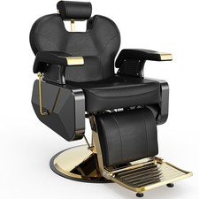 All Purpose Hydraulic Barber Chair Salon Beauty Shampoo Hair Styling Gold Black