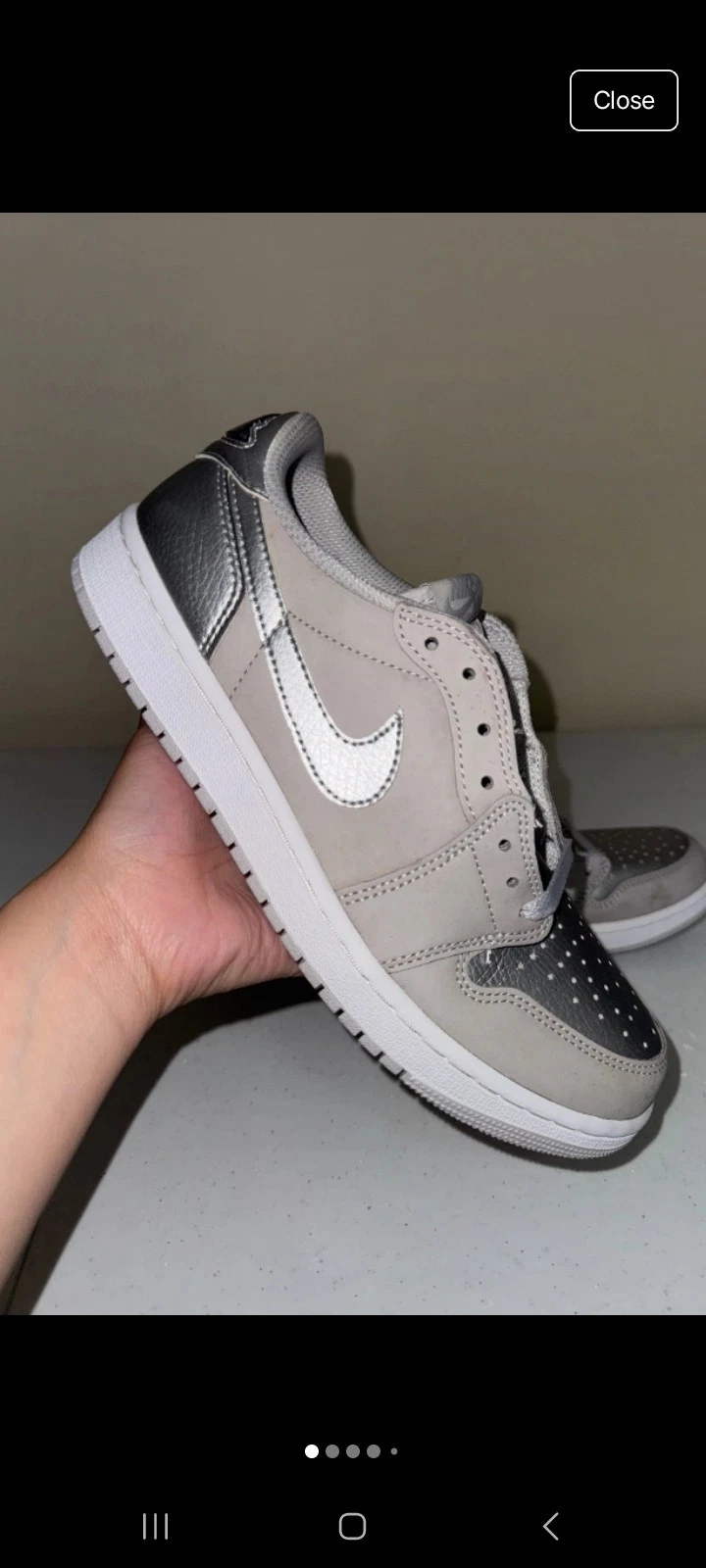 Nike Air Jordan 1 basse argento metallizzato taglia 8 5