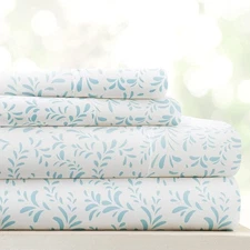 Double-Brushed Patterned Microfiber California King Sheet Set 4 