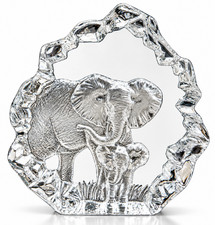 Elefant & Kalb Glas Briefbeschwerer Ornament 17 cm Elefantenliebhaber Unikat Geschenkidee