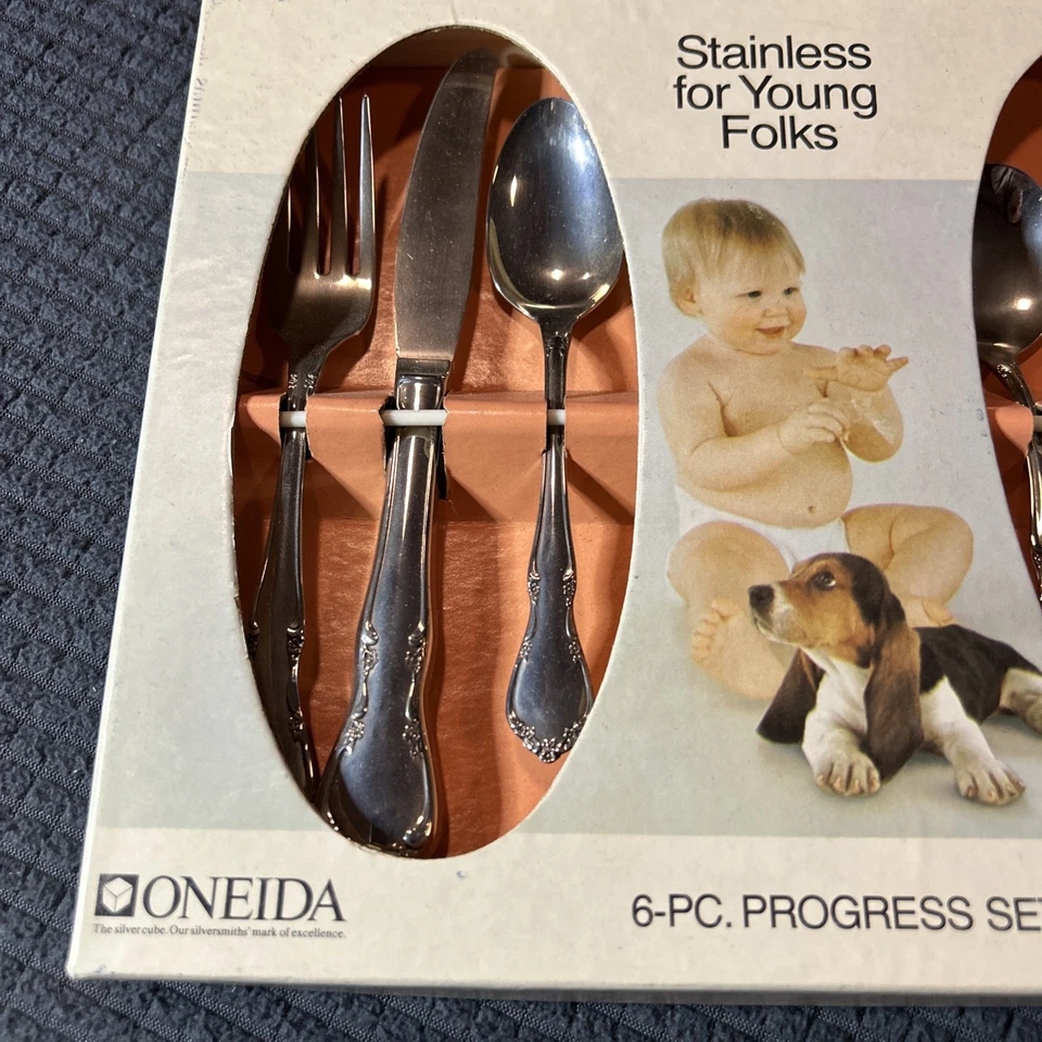 Vtg Oneida Youthware Toddler Stainless Silverware Set of 6 With Box  NIB - Image 2 of 4