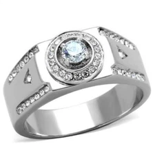 TK1819 - High polished (no plating) Stainless Steel Ring with AAA Grade CZ  in