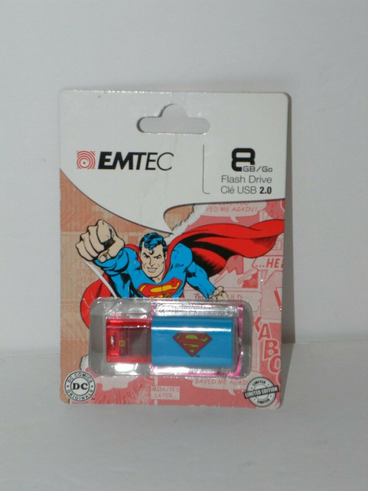 EMTEC C600 Superman 8 GB USB Flash Drive - NEW - Great Gift - Logo 