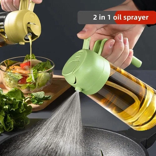 2-in-1 450ML Glass Oil Sprayer and Dispenser Spray Bottle Cooking Dispensers - Picture 3 of 19