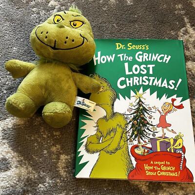 Dr Seuss How the Grinch Lost Christmas Hard Book and Mini Plush Grinch