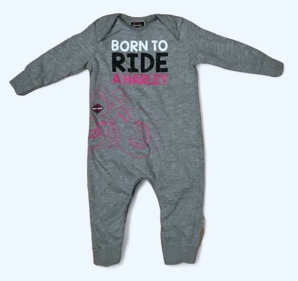 TRAJE HARLEY-DAVIDSON BEBÉ NIÑO TALLA 6-9 MESES GRIS UNA PIEZA Foto 2 de 4