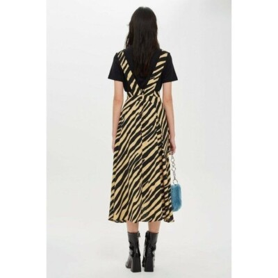 topshop pinafore midi dress Topshop + Pleated Pinafore Dress