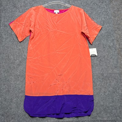 Donna Morgan Dress Women 6 Orange Pink Silk Shift Flowy Light Travel Beachy Fun