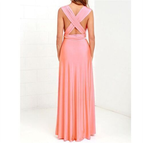 Women's Long Maxi Dress Bridesmaid Multi Way Convertible Formal Evening Wrap GIF - Picture 16 of 29