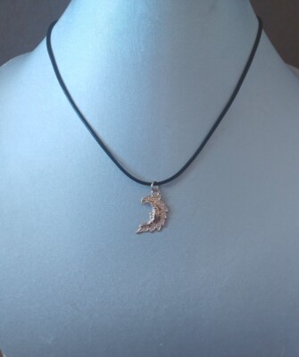 Y2K 2000's 90's Style Black Cord Necklace With Gold Tone Moon Pendant / Charm
