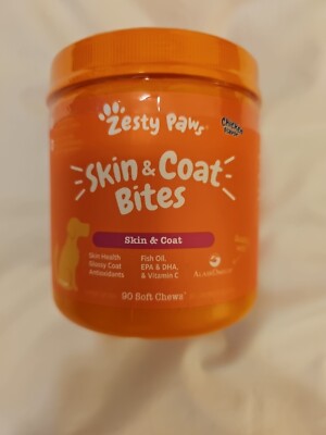 Zesty Paws Skin & Coat Bites Fish Oil Support, Chicken Flavor - 90 Soft Chews