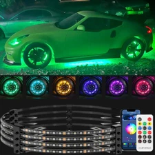 4X For Nissan 350Z 370Z 15.5" RGB LED Wheel Ring Neon Music Chasing Rim Lights