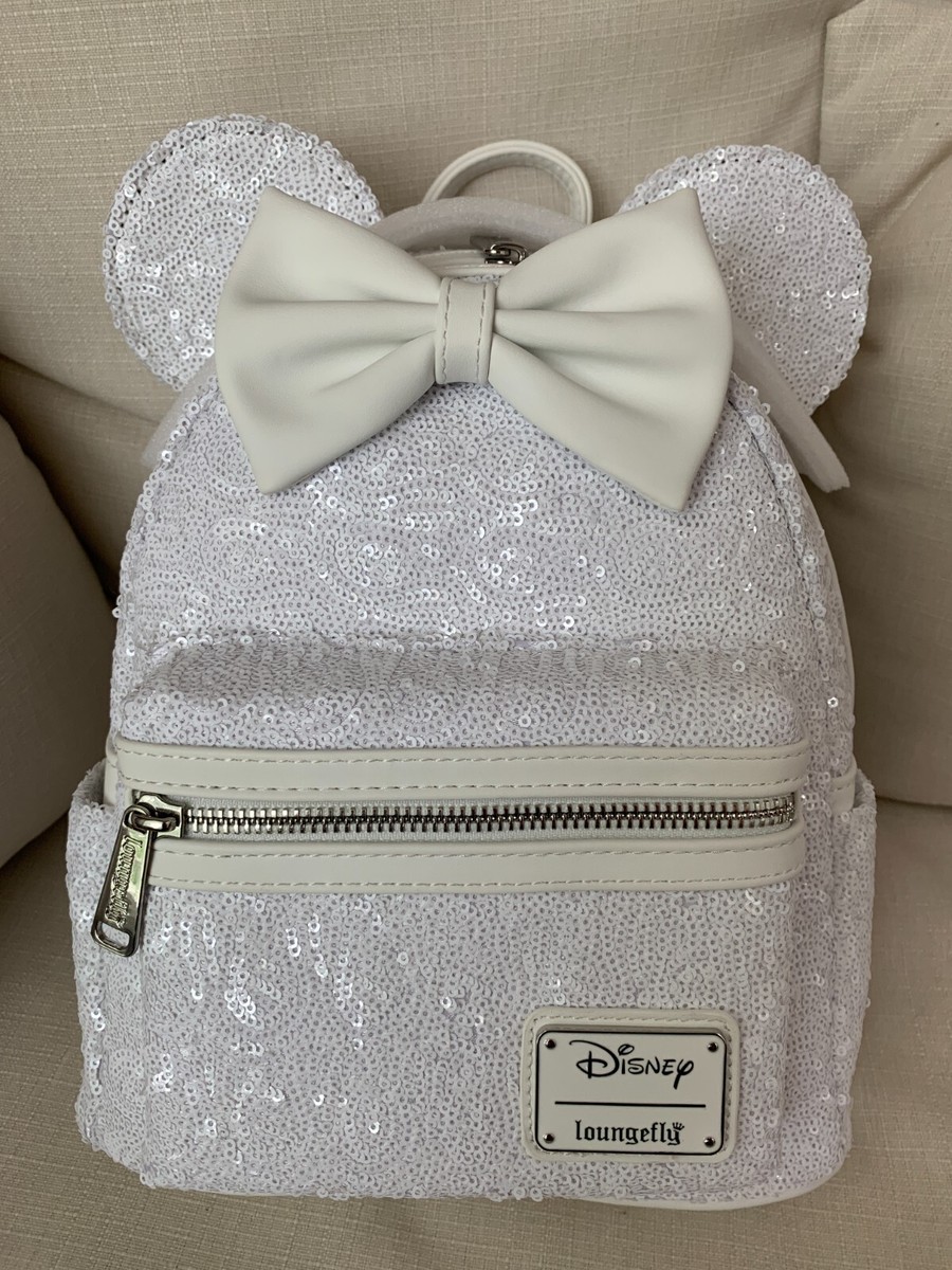 Loungefly Disney Minnie Mouse White Sequin Wedding Mini  display picture 2