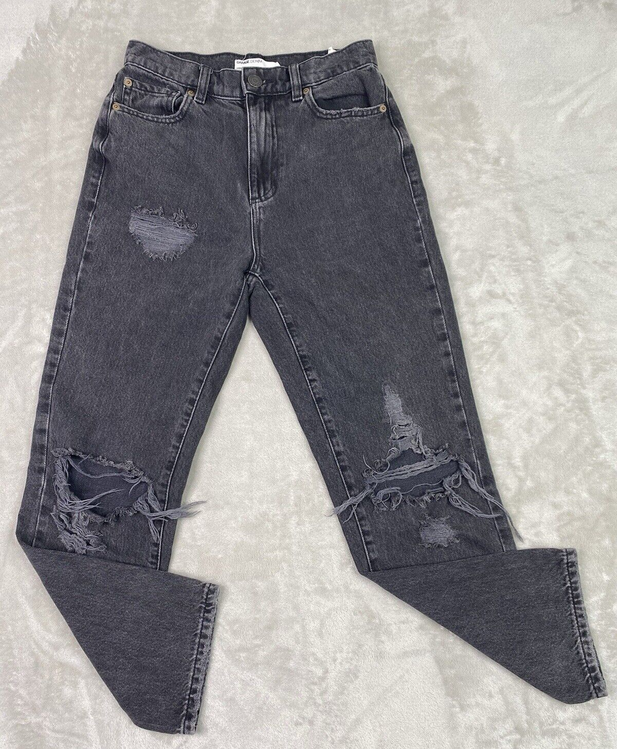 Garage Vintage Straight Distressed Women's size 01/25 Black Denim Jeans