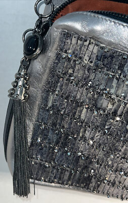 Sylvia Toledano Paris Vintage Designer Pewter Beaded Bag