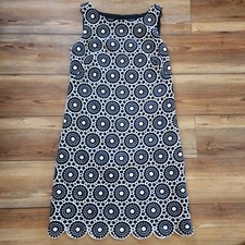 Talbots Shift Dress Womens 4 Navy Blue Floral Sleeveless