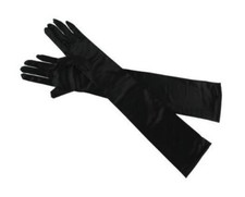 Black Long Gloves Satin Elegant Fancy Dress Halloween Costume Party 1920s
