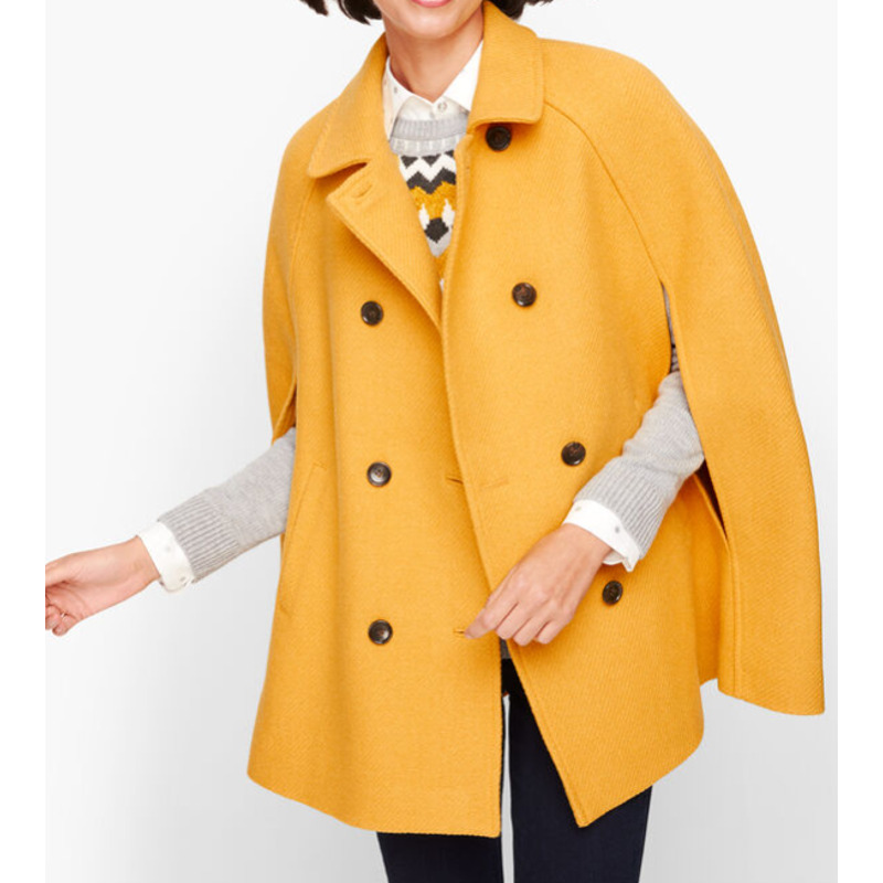 Talbots Yellow Wool Double Breasted Cape Small/Me… - image 1