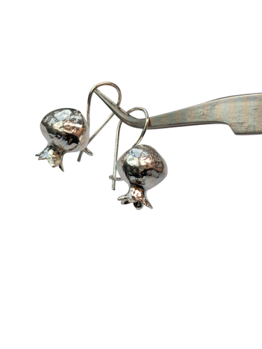 Pomegranate Silver Earrings Jewellery Unhallmarked 925 (Not Stamped) - Picture 3 of 12