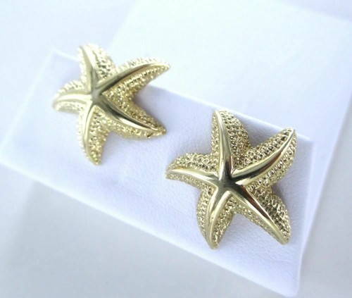 14KT YELLOW GOLD EARRINGS STARFISH FINE JEWELRY 7.3 GRAMS MARINE 016360506 - Picture 8 of 10