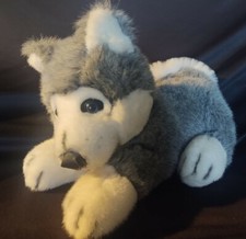VTG Big Lying Husky Cuddle Siberian Sled Dog Wolf Stuffed Plush 15  Large puppy