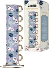 Bialetti Bridgerton Stackable Cups Set of 6 Netflix Blue Purple Espresso Tazzine