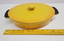 Parini Oval 9 In Ceramic Coated Casserole Dish W/Lid Yellow Never Used