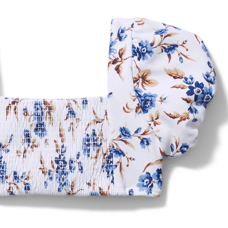 Janie and Jack L125413 Niñas Blanco Floral Manga Abullonada Conjunto de Natación Dos Piezas Talla 4 Foto 3 de 4