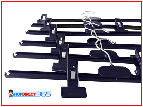 Black Plastic Adjustable Clip Hangers Clothes Coat Skirt Trouser Hanger Rack 343 - Picture 5 of 8