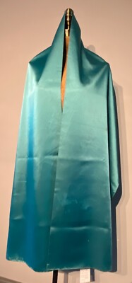 Vintage Handarbeit Mitte 20. Jh. grün Satin Abend Halstuch Schal 20 1/2'' x 85''