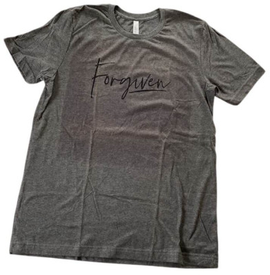 Women Tshirt Christian Forgiven Graphic Script Gray Bella Canvas Large Soft