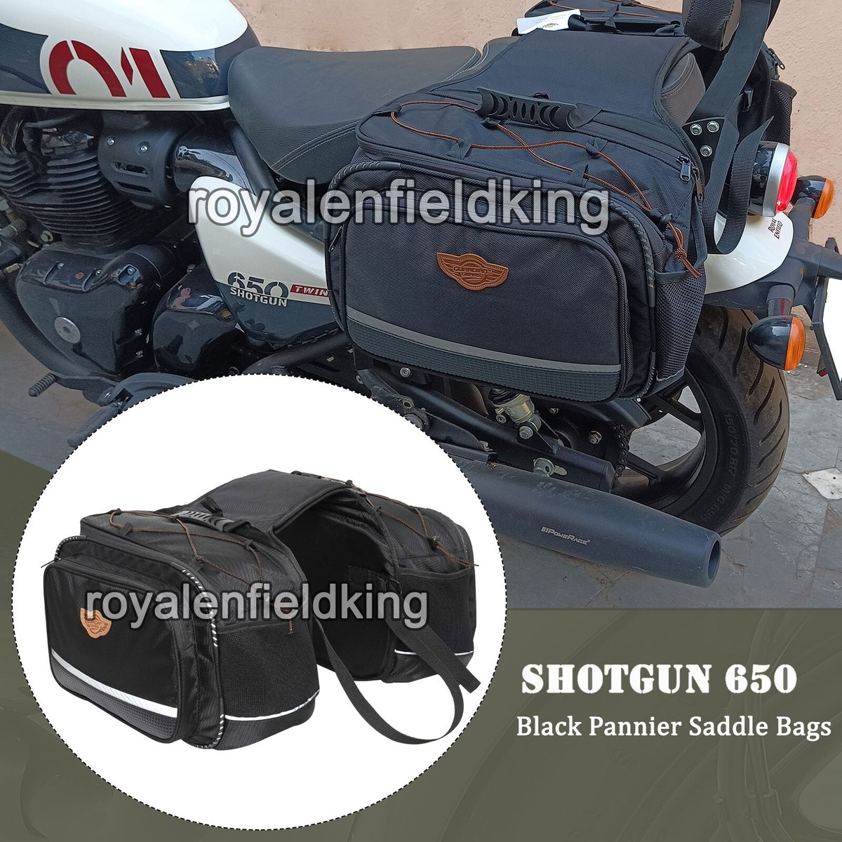 Fit For Royal Enfield Shotgun 650 Saddle Pannier 50L Nylon Black