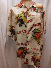 90's Cream White Red Green Orange Rayon Food At Hawaiian Shirt by Jams World M