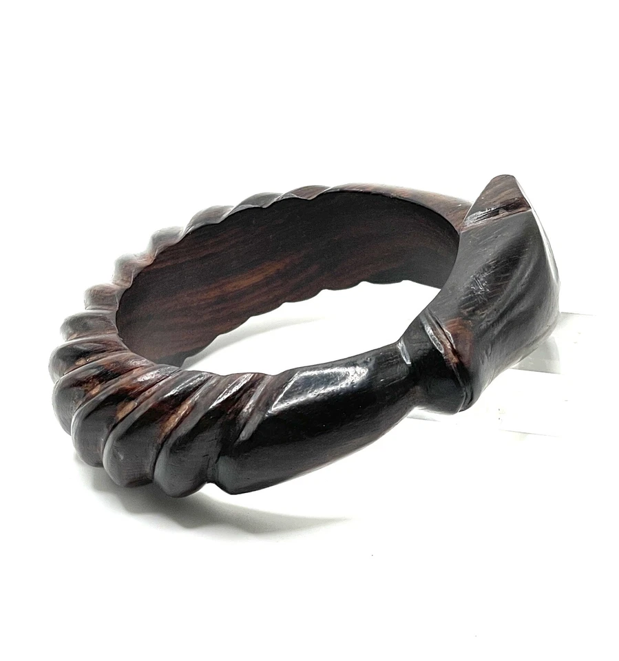 Brazalete Brazalete De Colección Ouroboros Artesanal Tallado a Mano Madera de Cerezo Dragón Serpiente Audaz Foto 2 de 4
