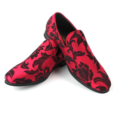 Black and Red Loafers with Slip-On Design durable build mens red black two tone slip loafers pointed  main image 2