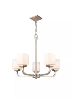 Millennium Lighting Eddison 5 Light Chandelier in Brushed Brushed Nickel 25.875