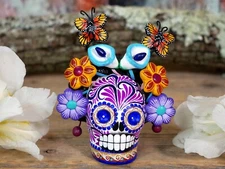 Frida Kahlo Sugar Skull Day of the Dead Puebla Handmade Mexican Folk Art Sm Sz
