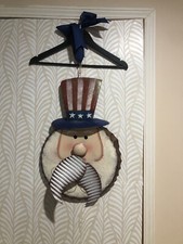 Metal Rustic Uncle Sam 4th Of July Front Door Hanging Decoration, Patriotic