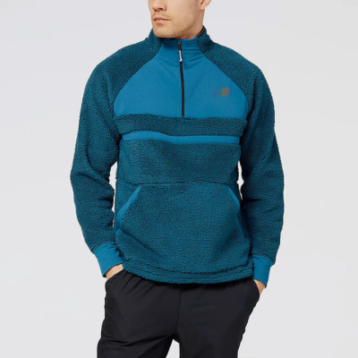 New Balance Men's Q Speed Sherpa Anorak Pullover Jacket Half Zip Dark Moonstone