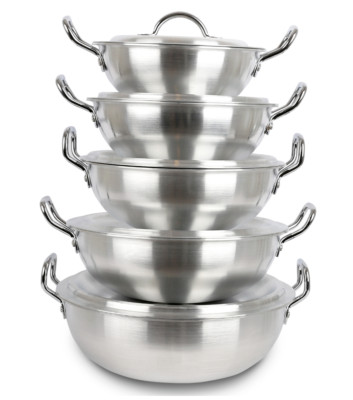 Aluminium Wok Stir Fry Karahi Kochtopf Kasserolle Friteuse 23 cm bis 33 cm