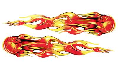 2 Flammen Flames Aufkleber ROT ORANGE Design Folie Auto Tribal Feuerball