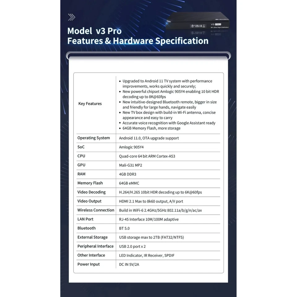 2DAYS SHIPPING Vseebox V3 pro Android 12, 64GB Storage,Time Shift - Image 2 of 4